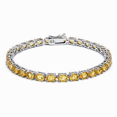 925 Sterling silver Citrine Classic Oval Tennis Bracelet 7.25 Inches