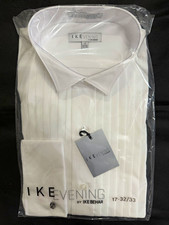 Ike Behar 17 32/33 White Pleated Tuxedo Shirt Point French Cuff