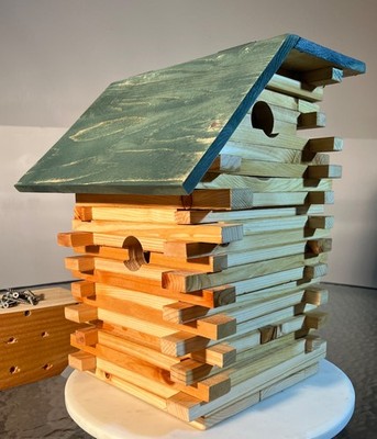 bird houses on 2 levels, handmade