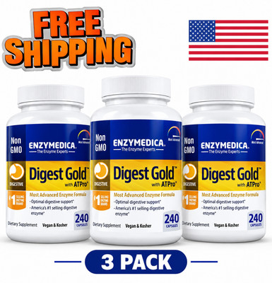 3 Pack of Enzymedica Digest Gold Advanced Support 240 Capsules! Exp 04/2028