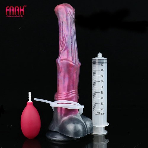 Große-Ejakulation-realistisches-Dildo-mit-Sauger—Penis-Spray-Flüssigkeit-bunt