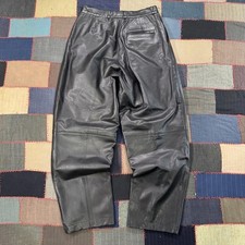 Vintage 90s Black Heavy Leather Motorcycle Pants Straight Leg Riding