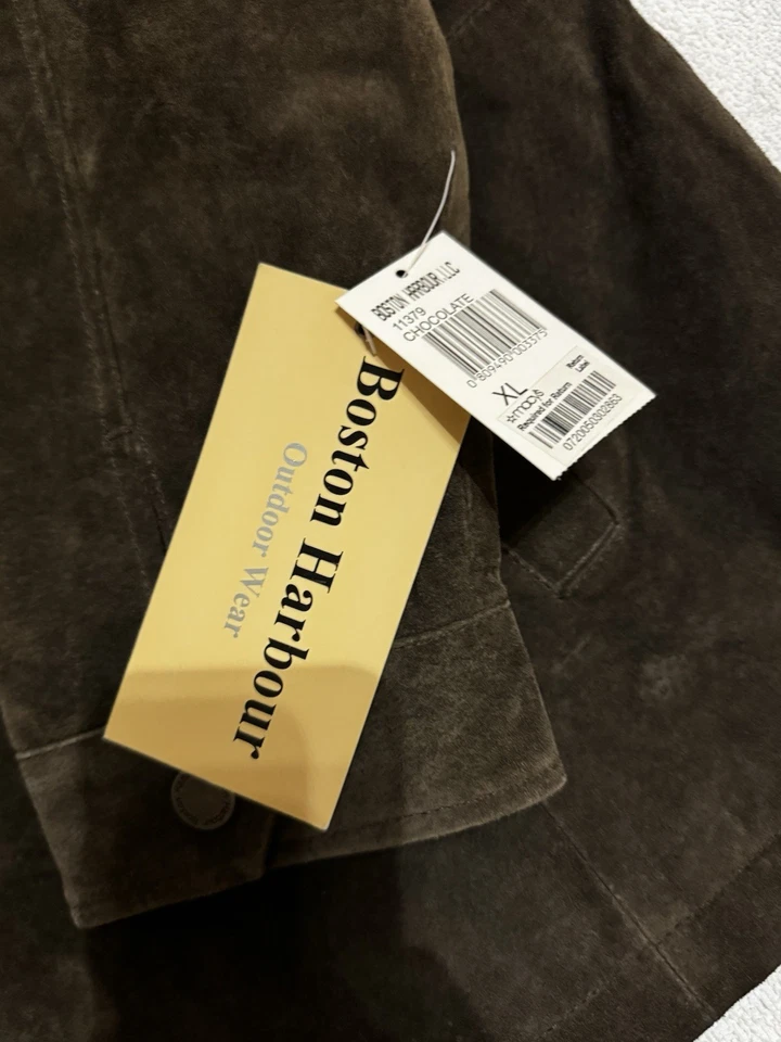 Мужская Xl Boston Harbor коричневый кожаный Bomber куртка совершенно новый с ярлыками - Изображение 2 из 4