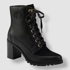 Giani Bernini Women Black Keegann Memory Foam Lace-Up Booties Boots Shoe Sz 11M