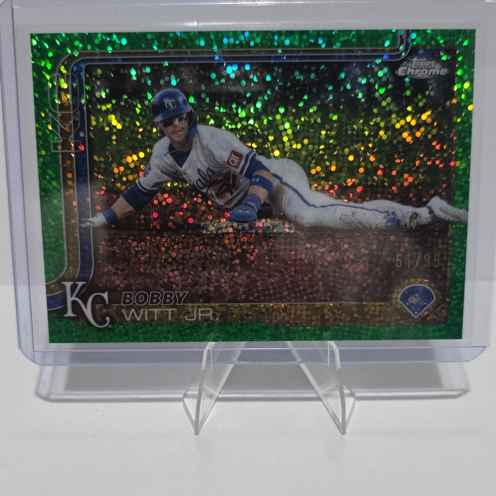 2025 Topps Chrome - Bobby Witt Jr. #93 SP Image Variation Green Speckle /99 🔥