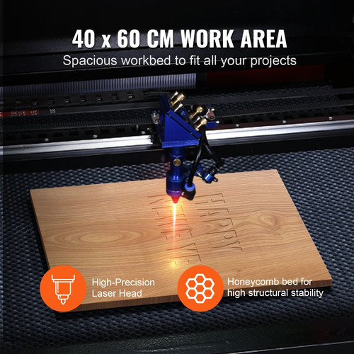 60W CO2 Laser Engraver with 0.4x0.6 m Workbed for Versatile Material Use - Picture 1 of 6