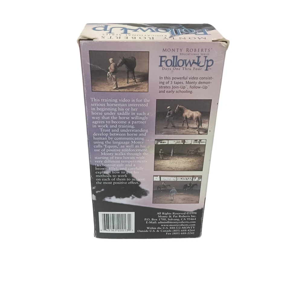 Monty Roberts Follow-Up VHS Tape Set 3 Videos Horse Educational - Image 2 of 4