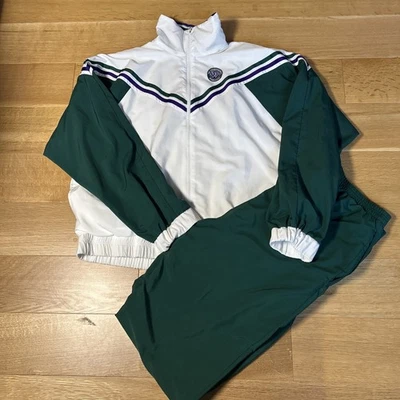 Vintage 1990's Wimbledon Track Suit Tennis Green Jacket Size Small