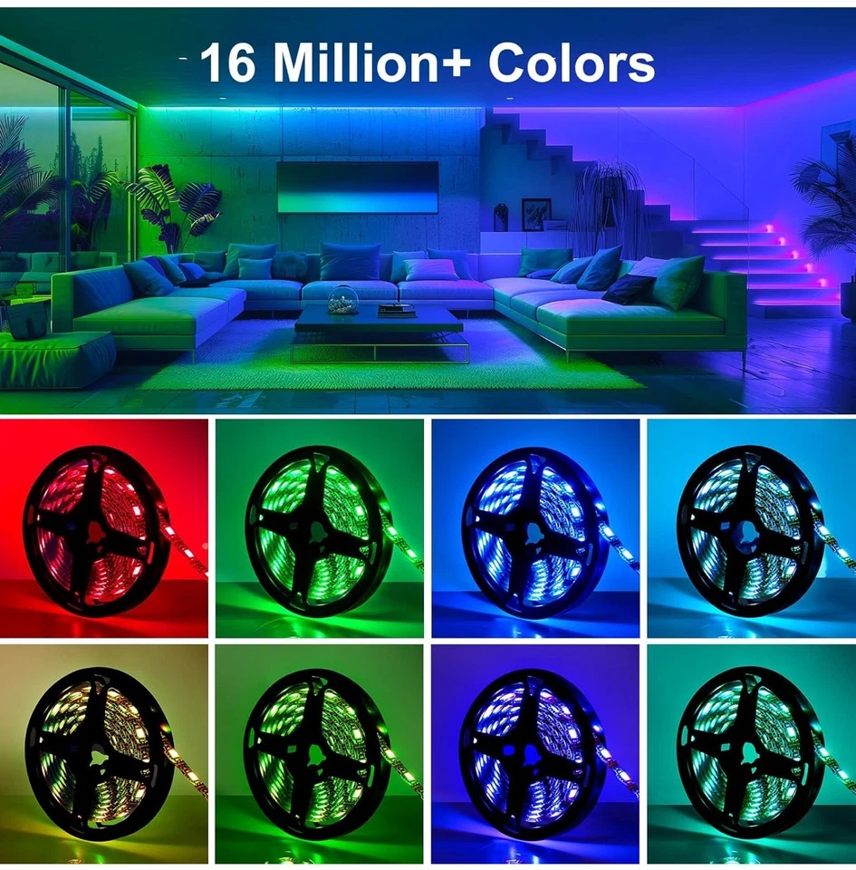 5.2ft RGB LED Light Strip with USB, Waterproof IP65 5050 SMD LED Strip Lights wi - Image 3 of 4
