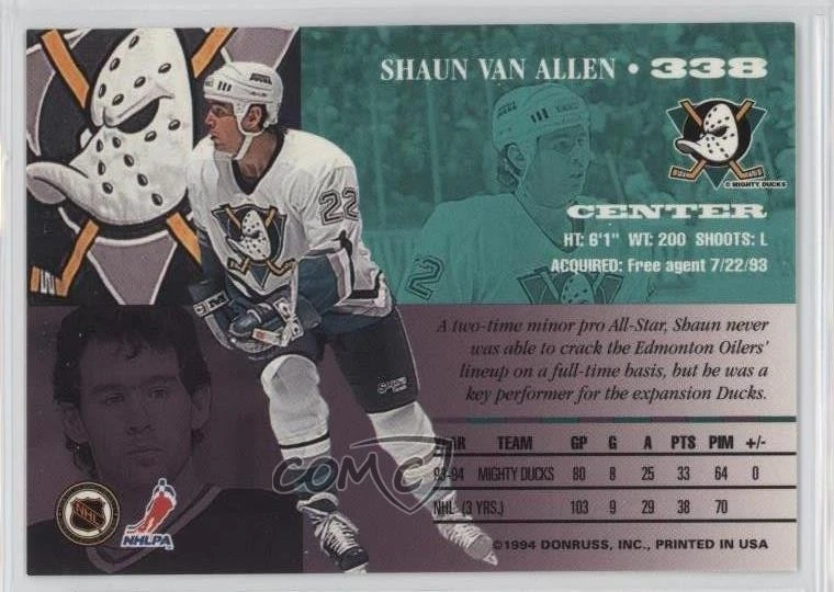 1994-95 Leaf Shaun Van Allen #338 - Image 2 of 2