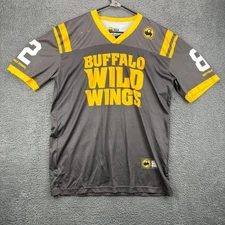 Buffalo Wild Wings Jersey Mens Large Gray Yellow 82 Football Style Shirt