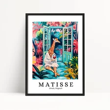 Giraffe on Toilet Bathroom Print – Henri Matisse Style