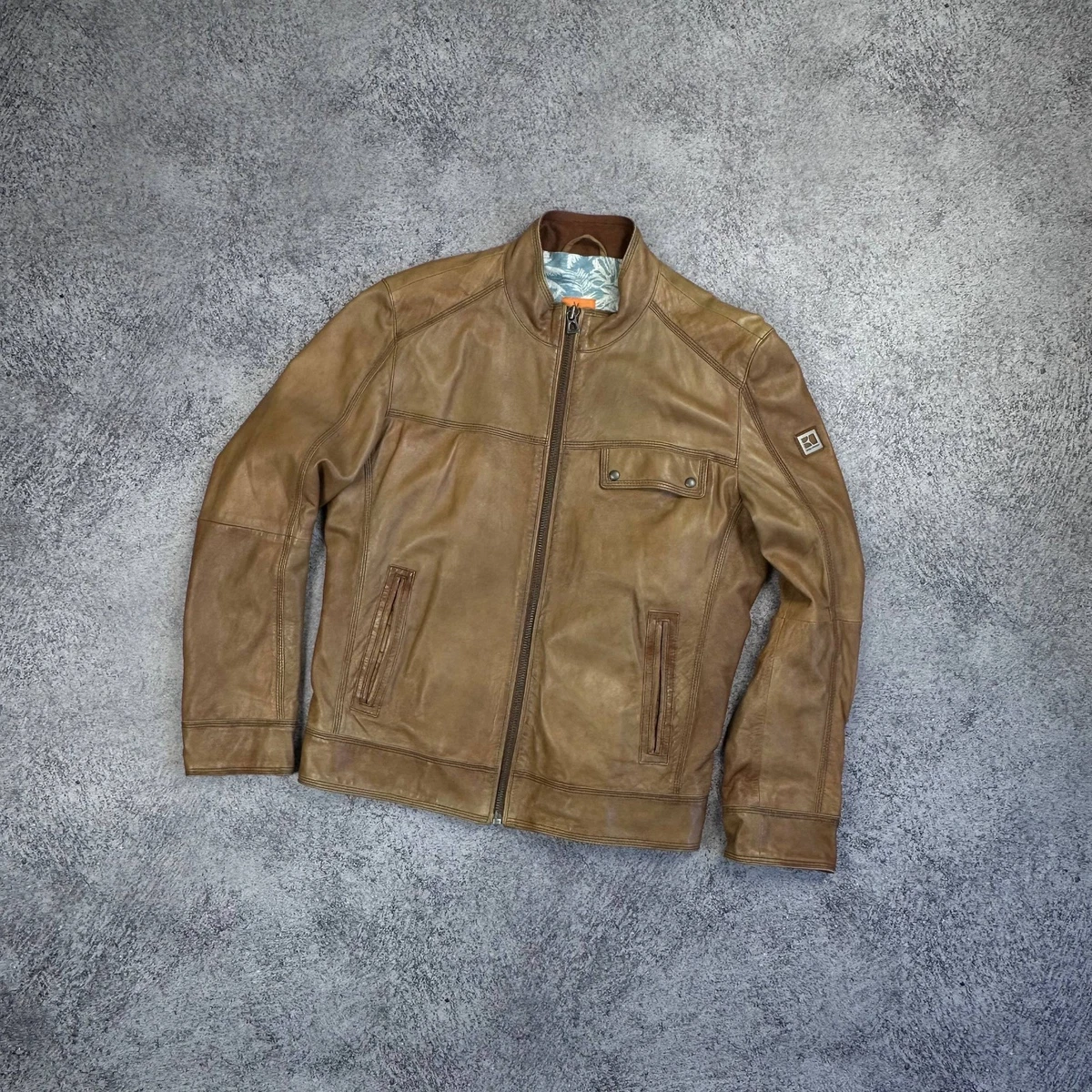 HUGO BOSS Leather Outer Shell Brown Coats, Jackets & Vests for Men