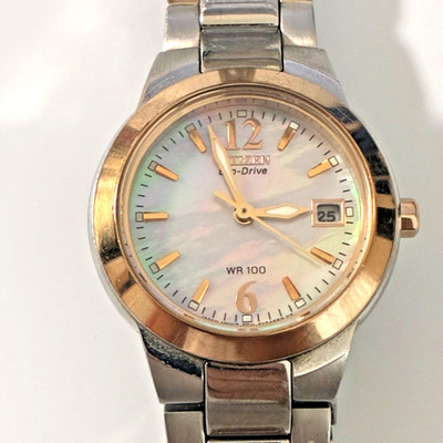 Women's Citizen Eco-Drive Watch WR 100m - 27mm Silver - Two Tone Stainless Band