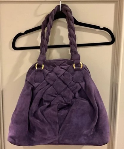 Valentino Garavani PURPLE Suede Couture Braided Straps Large Handbag Bag - Picture 2 of 13