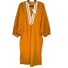 NWT Tory Burch Womens Vibrant Orange Puffed Sleeve Tunic Dress Size L
