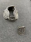 Vintage Mexican Silver Plated Mayan Calendar Bracelet Ring Set 50g Sz 6.5