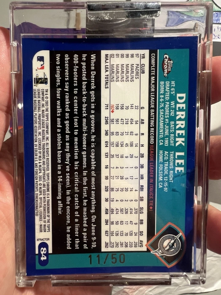Derrek Lee X-Fractor sin circular/50 - 2003 Topps cromo #118 Marlins Foto 2 de 2
