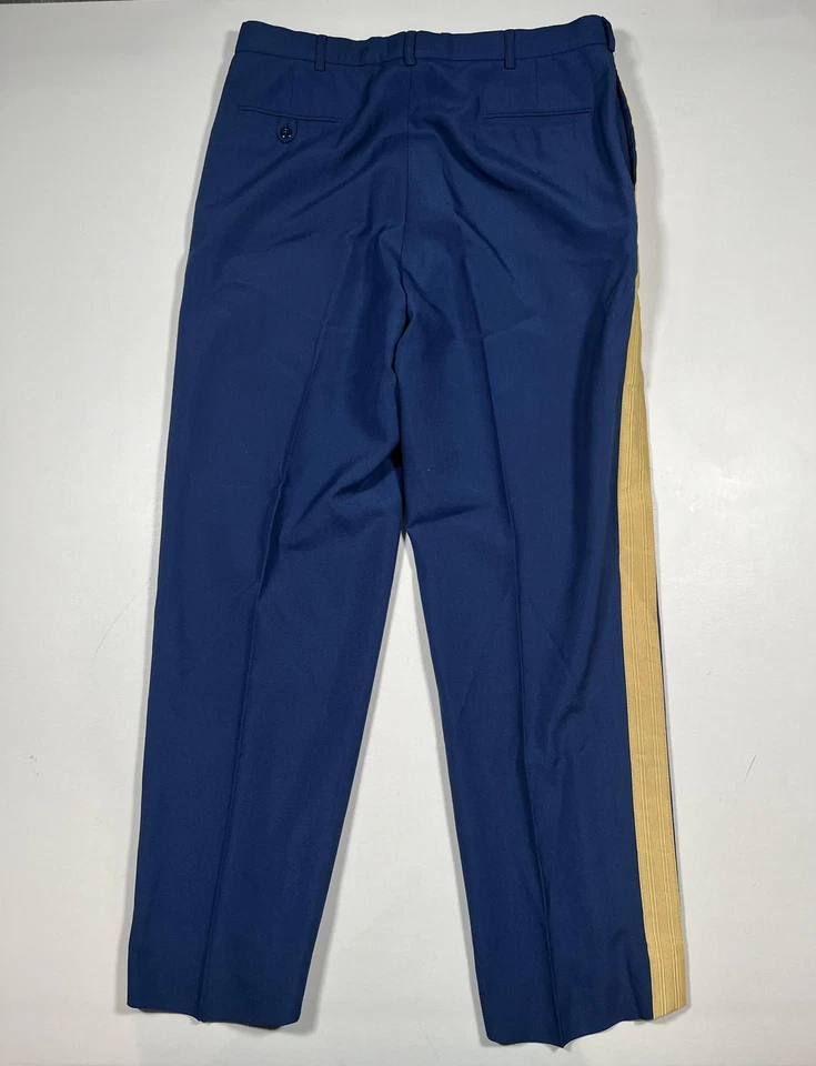 Pantalones de vestir del ejército de Estados Unidos para hombre 36L azul dorado a rayas uniforme mezcla de lana hechos en EE. UU. Foto 2 de 4