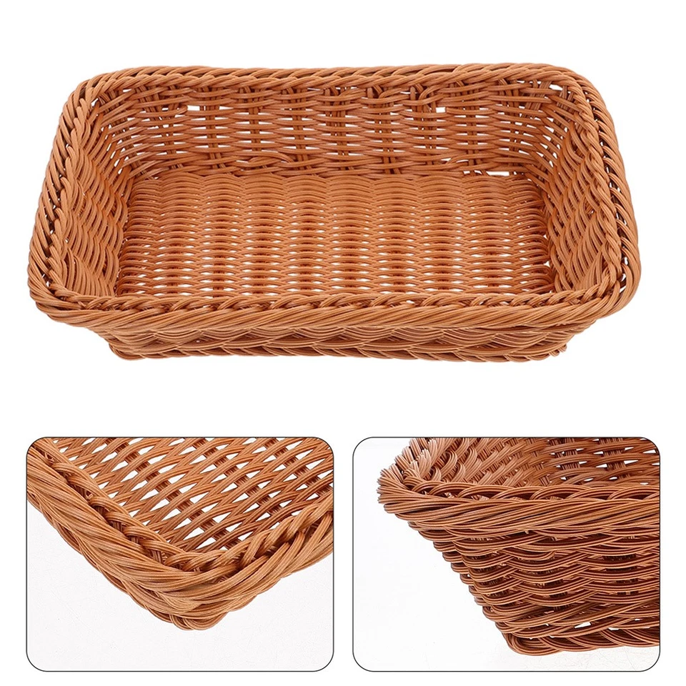  Cesto Portaoggetti Vimini Cestino Con Coperchio Intrecciato Plastica - Immagine 4 di 4