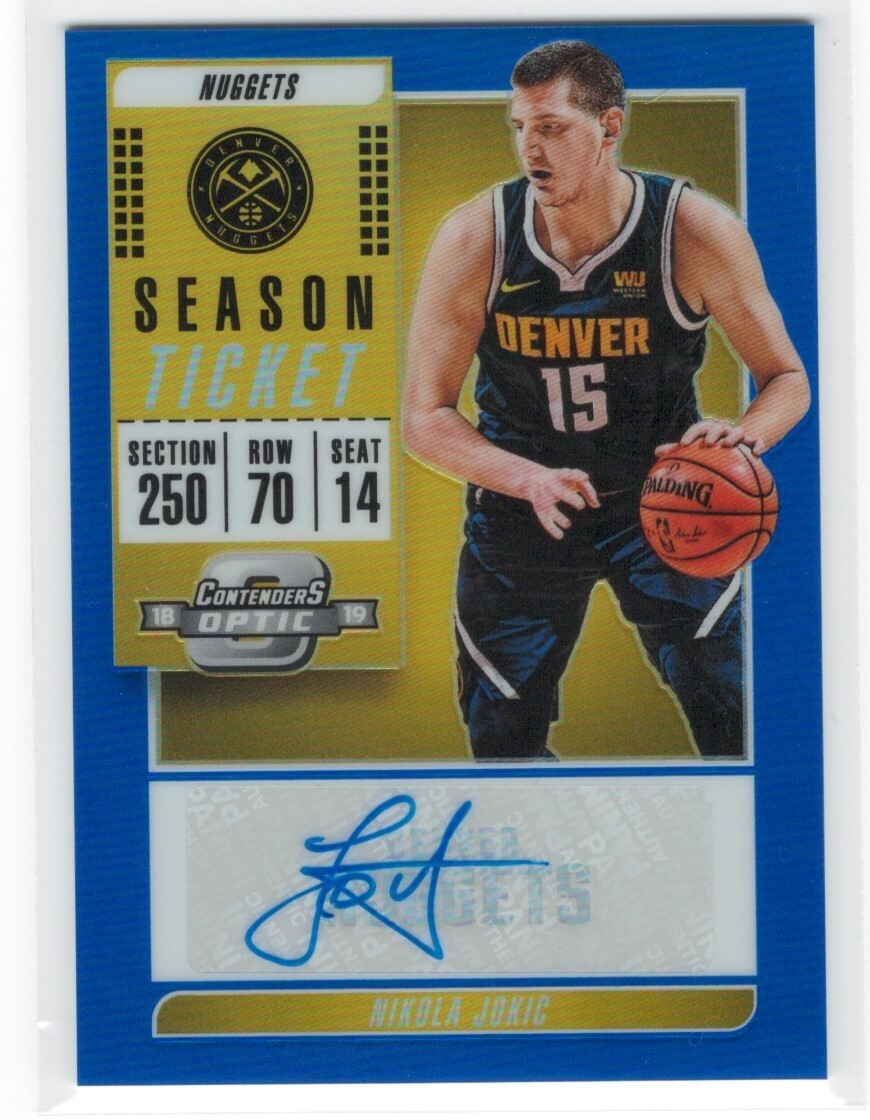 2018 Panini Contenders Optic Nikola Jokic Blue Prizm Autograph SP Card #'d /35