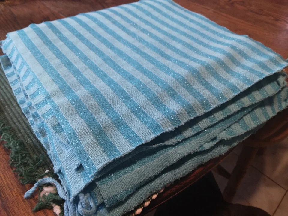 Lote de chatarra de material de tela a rayas azules brillantes vintage años 90 Foto 2 de 4