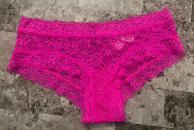 NWT VICTORIA'S SECRET BRIGHT PINK FLORAL LACE CHEEKY CHEEKSTER PANTIES