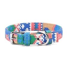 Pet Dog Collar for Cats or Dogs Aztec Style Double Canvas Aztec