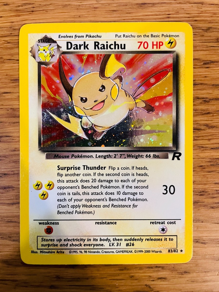 PSA9 わるいライチュウ Dark Raichu Dark Raichu (83/82) Holo Team Rocket Pokemon Card! FAST & FREE P&P