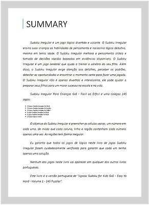 Sudoku Irregular Para Crianças 6x6 - Fácil ao Difícil - Volume 1 - 145 Jogos  (Portuguese Edition): Snels, Nick: 9781514236093: : Books