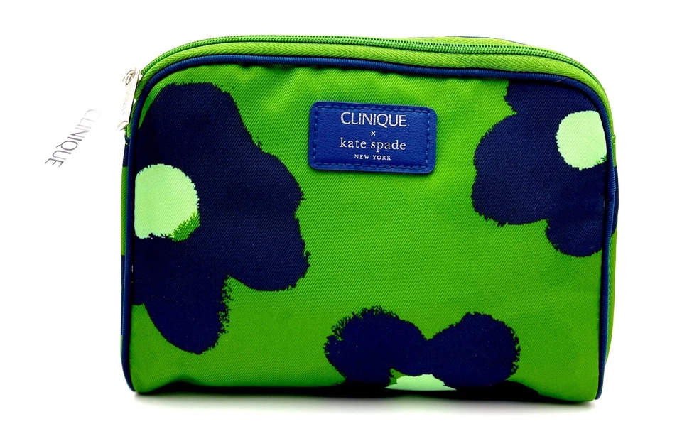 ¡Nuevo con etiqueta! Bolsa de maquillaje Clinique x Kate Spade verde azul marino bolsa con cremallera Foto 2 de 4