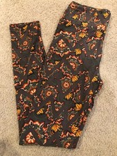 Lularoe One Size OS Leggings Brown Orange Floral Aztec Geometric Chevron 294