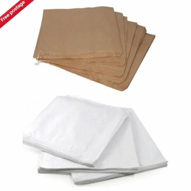 PAPER BAGS STRUNG BROWN & WHITE KRAFT FOOD SANDWICH TAKEAWAY GROCERY BAG