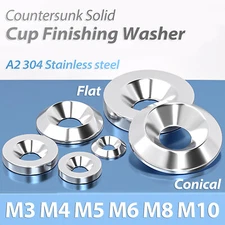 Countersunk Solid Cup Finishing Washer Marine Grade A2 Stainless Steel M3-M10