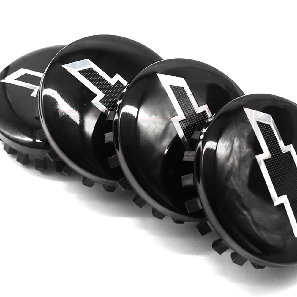 SET OF 4 GLOSSY BLACK WHEEL RIM CENTER HUB CAPS COVER FOR SILVERADO 2014-2020