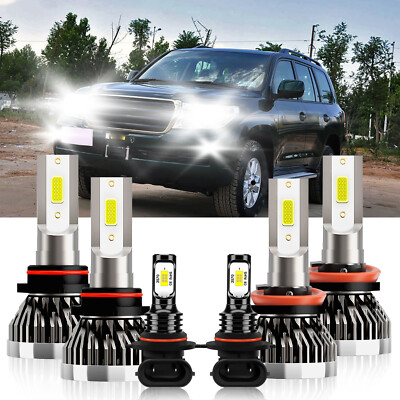 LED Headlight High Lo Beam+Fog Light Bulbs Kit For Toyota Land Cruiser 2008-2011