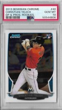 CHRISTIAN YELICH RC PSA 10 2013 BOWMAN CHROME DP/PROS. ROOKIES CARD #40 BREWERS
