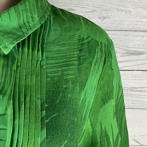 True Vintage Serengeti Bluse groß grün bunt tropisch geblümt 100% Viskose - Bild 4 von 12