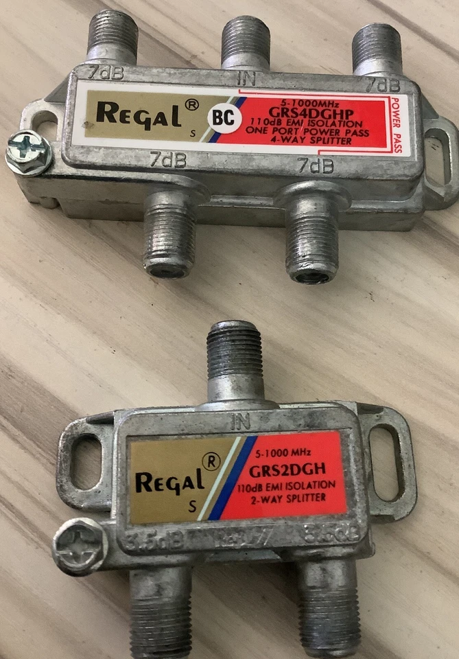 Regal GRS4DGH And GRS2DGH 4Way 2Way 7db Splitter 5-1000MHz 110dB EMI Isolation - Image 2 of 4