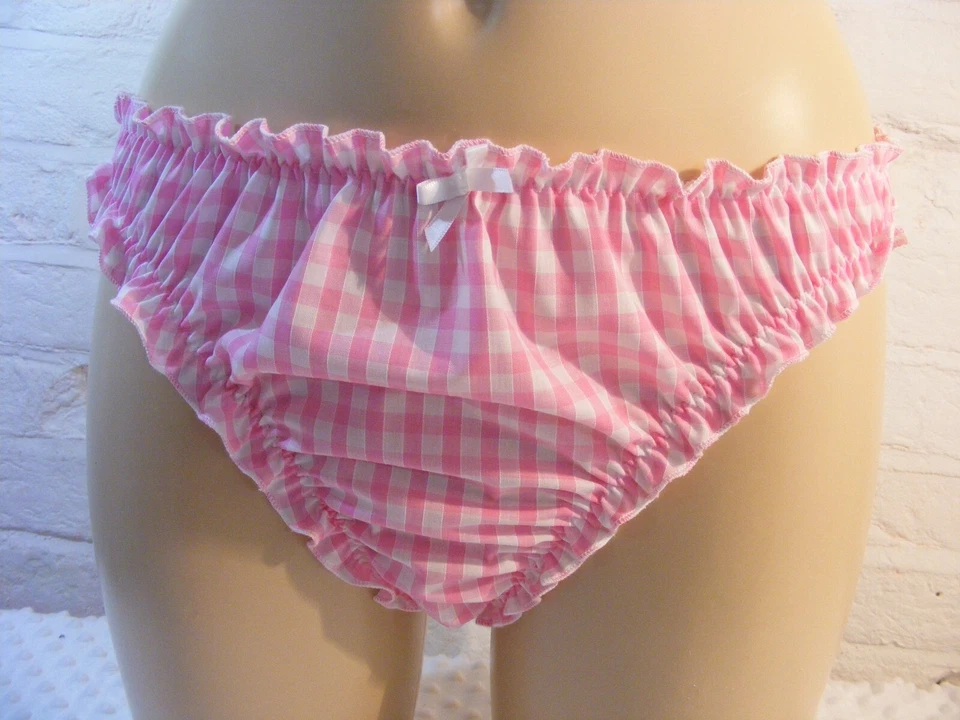 sissy pink gingham cotton scrunch butt panties mens sexy knickers lingerie - Image 2 of 2