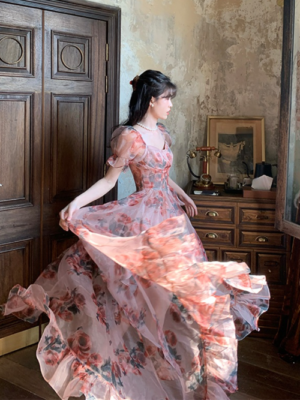 French Elegant Evening Party Dress Woman Caual Floral Midi Dress One Piece | eBay French Elegant Evening Party Dress Woman Caual Floral Midi Dress One Piece | eBay