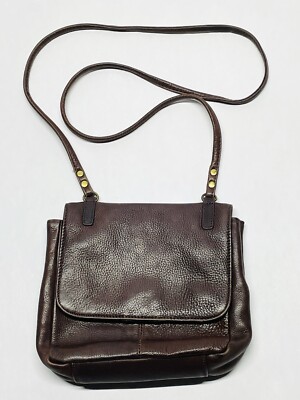 Fossil Brown Leather Flap Crossbody Bag Purse Boho Classic Staple Simple Travel