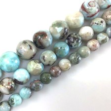 Natural Gemstone Genuine Blue Larimar Smooth Round Loose Bead 6mm 8mm 10mm 15"