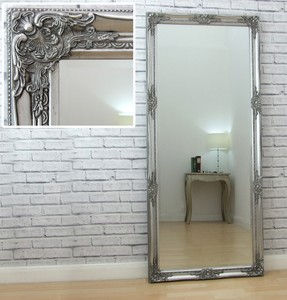 Isabella Full Length Antique Silver Shabby Chic Leaner Wall Floor