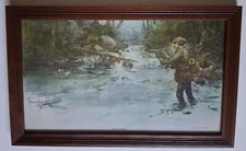 1898 "UNCONQUERED" Chromolithograph, Walter Granville-Smith artist, Flyfishing