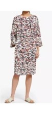 John Lewis Kin Dress Size 8 White Abstract 3/4 Sleeve Round Neck
