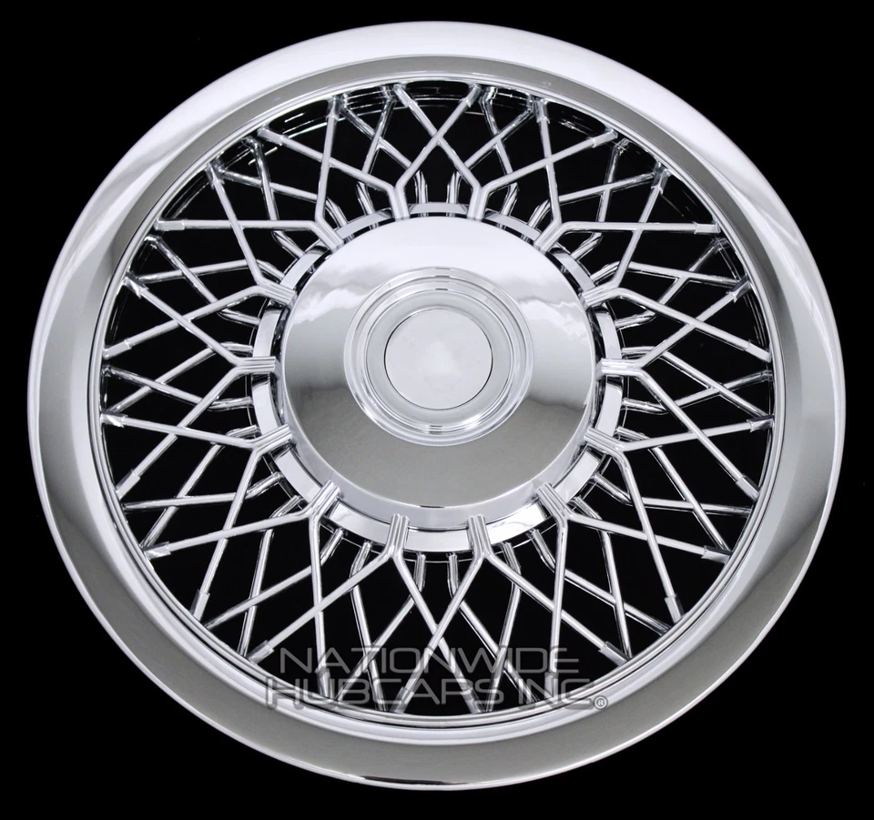 4 Nuevos Tapacubos RADIOS CROMADOS de 15" Cubiertas de Rueda de Alambre Completo Tapa de Llanta Cubierta de Tubos C Foto 2 de 4