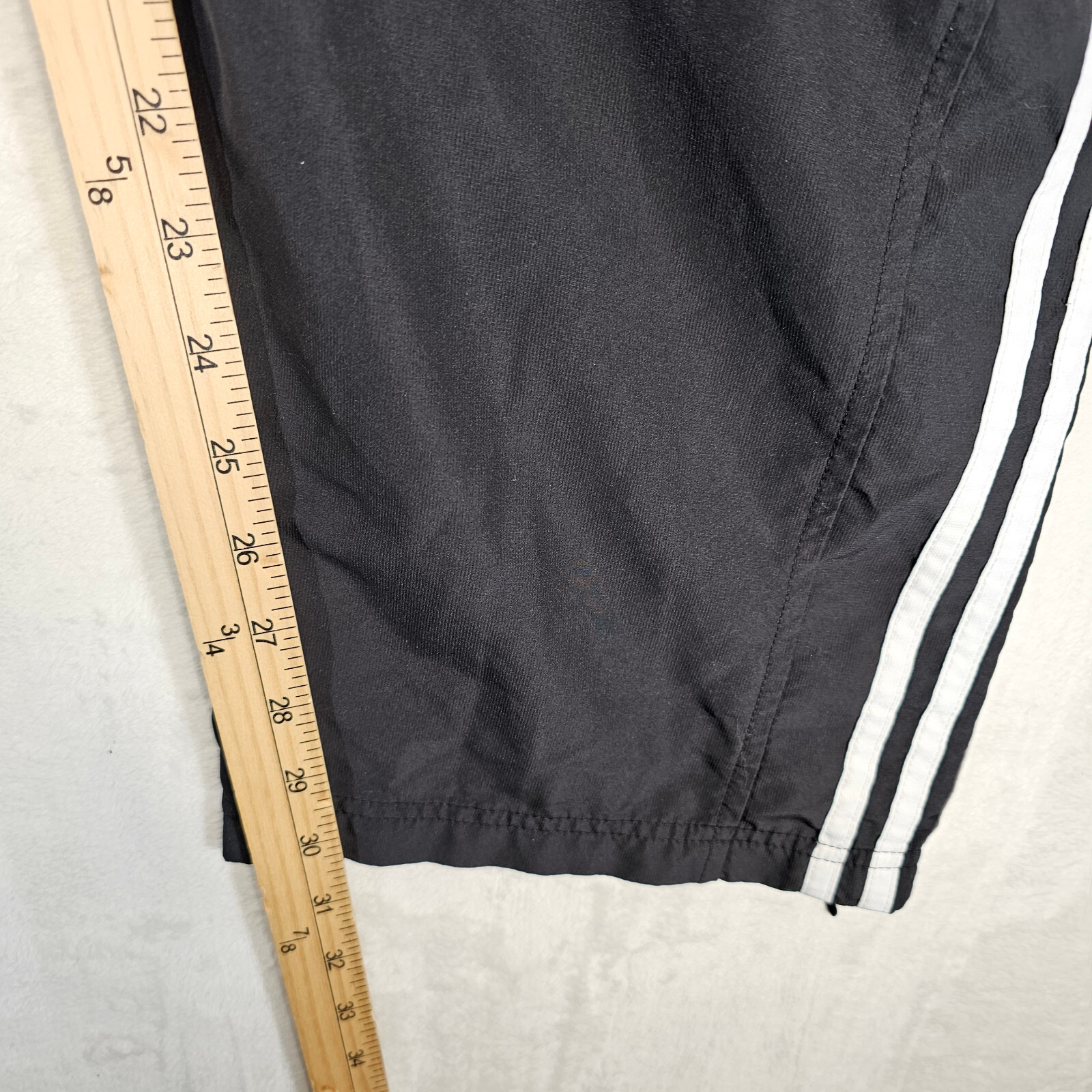 Adidas Mens Pants Track Three Side Stripes Black White Athletic Size M EUC thumbnail 6