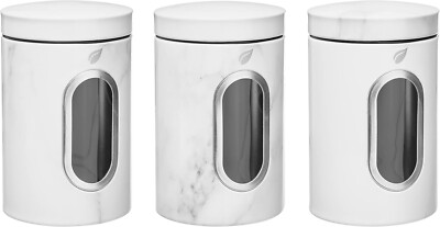 Clearance- Set of 3 - Saf-Care Aluminum Food Storage - Large - White Marble Look