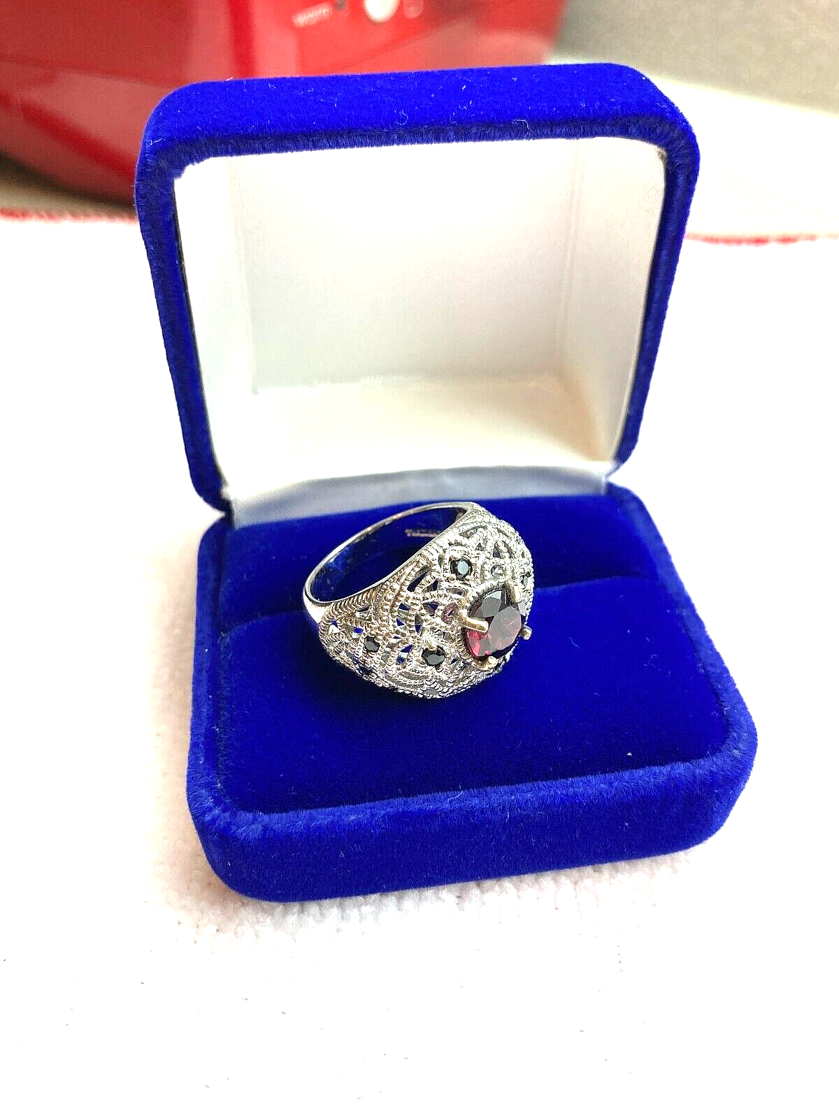 Ladies Red Spinel & Sterling Silver Ring eBay